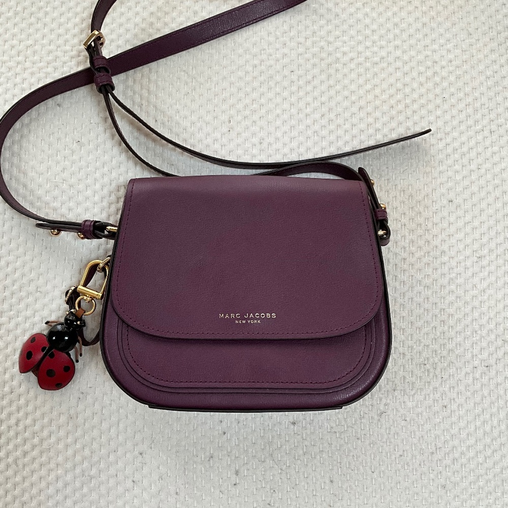 MARC JACOBS Purple Rider Mini Leather Crossbody Bag Purse Plum